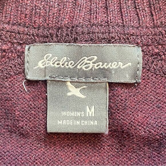 Eddie Bauer 1/2 Zip Wine Colored Knit Pullover Size Medium - Picture 3 of 11
